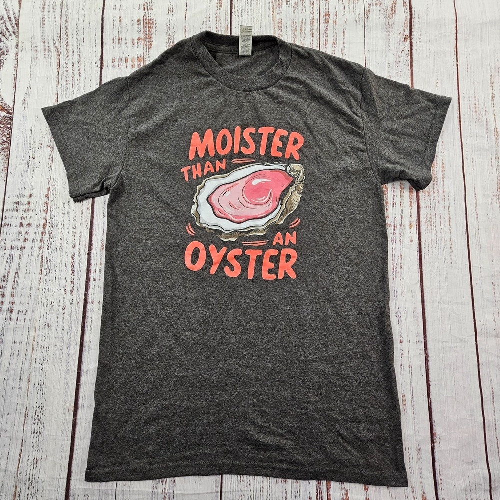 Moister‎ Than An Oyster Gray Short Sleeve Cotton Blend T-Shirt Men's S